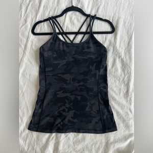 lululemon Black Camouflage Power Y Tank Top